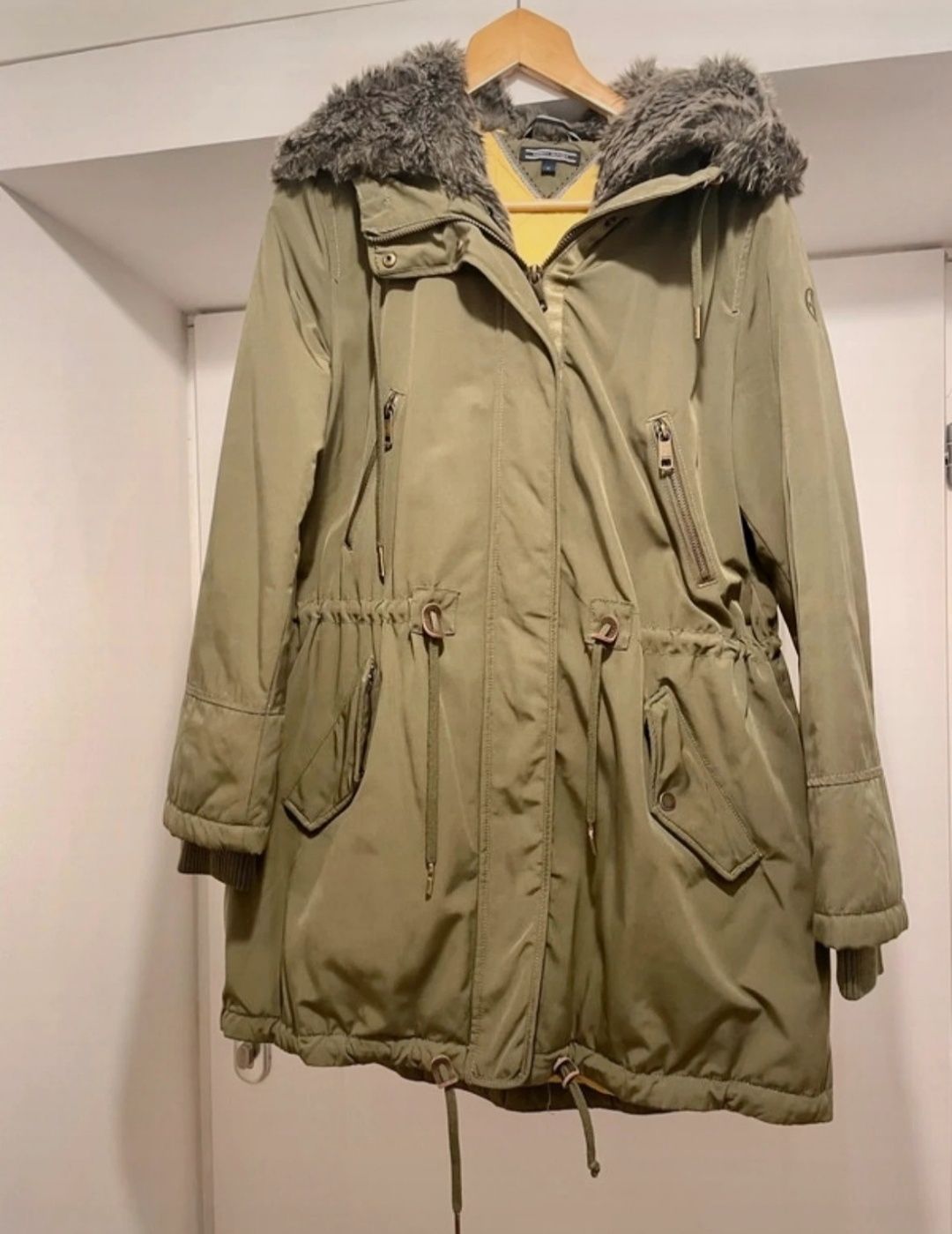 Tommy Hilfiger kurtka parka ocieplana zimowa khaki oliwkowa zielona M