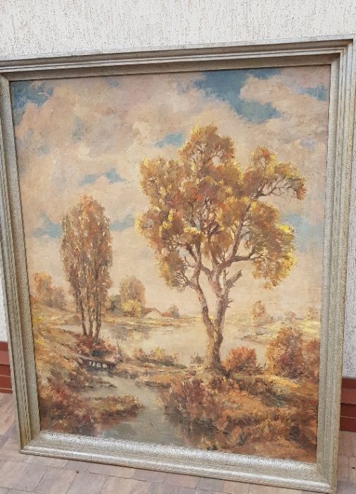 Obraz pejzarz olej impresjonizm na płycie sygnowany Wildner