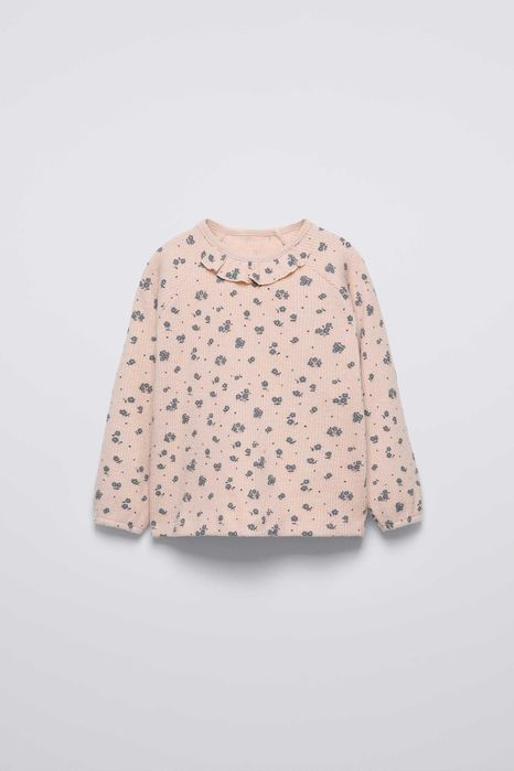 ZARA лонгслив из ткани soft touch с цветочным принтом Размер 92 см