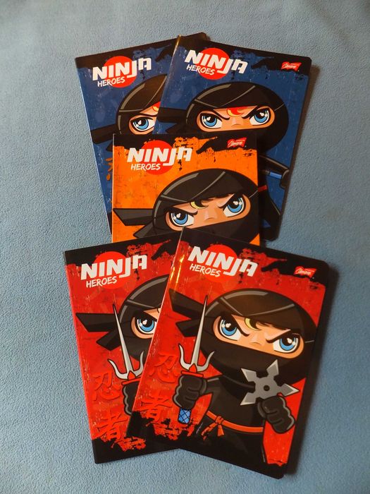 Zestaw sześciu zeszytów NINJA HEROES A5/16K miękka okładka kratka
