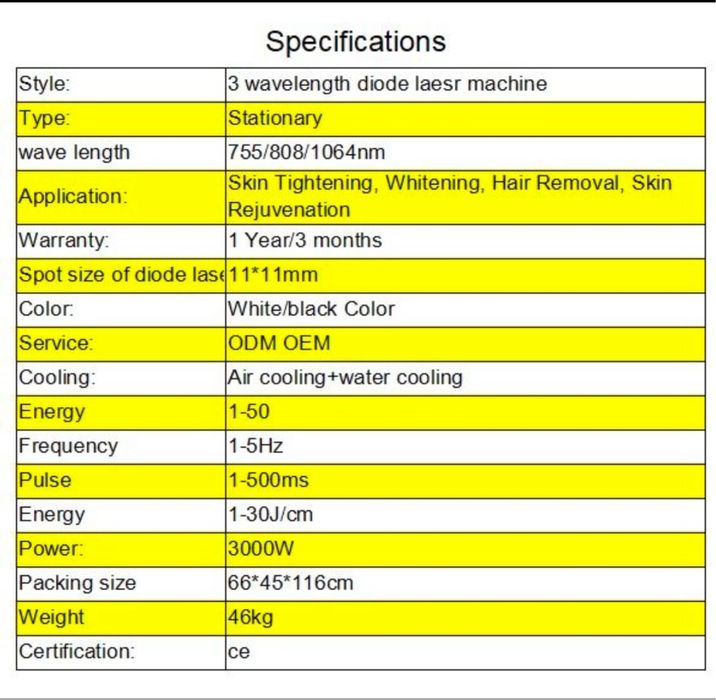 Діодний Лазер (755+808+1064 nm) з охолодженням