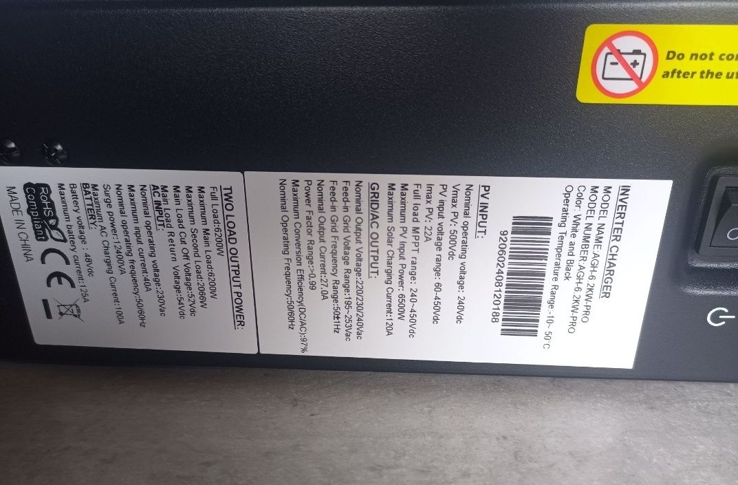 Гібридний інвертор Pyrosolar 6,2 кВт, WiFi+BMS, Гибридный инвертор