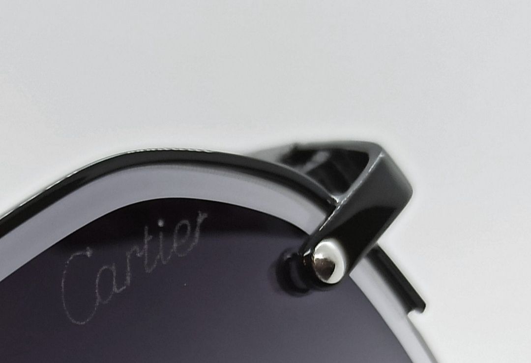 Cartier очки мужские классика серый и голубой градиент в метале модные