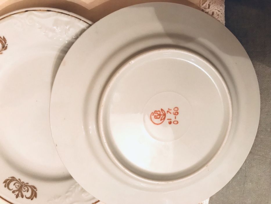 Сумской фарфор золото тарелки 3шт новые