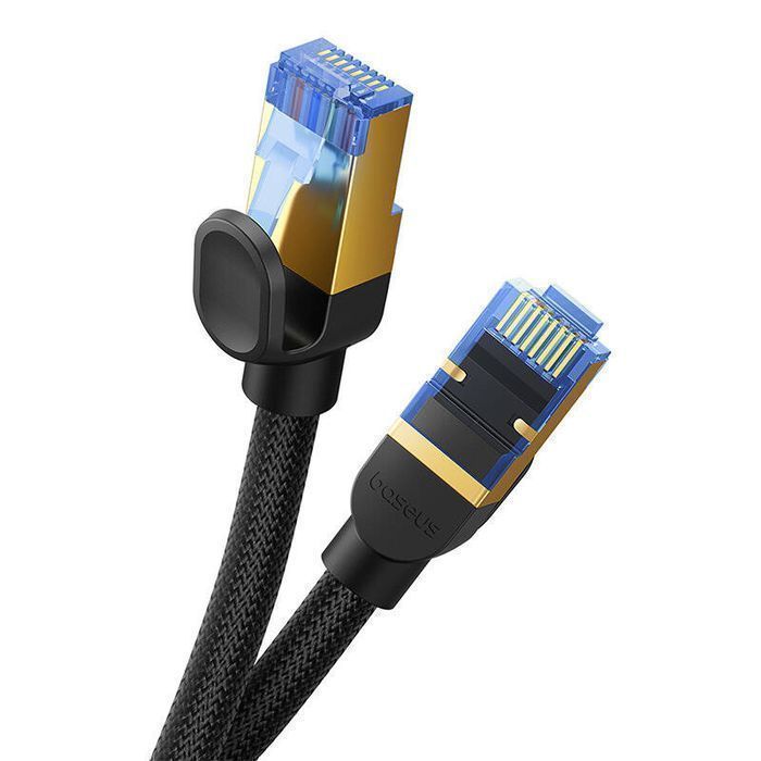 10M Kat. Kabel Baseus Oplocie Sieciowy Ethernet Rj45, (Czarny) 10Gbps,
