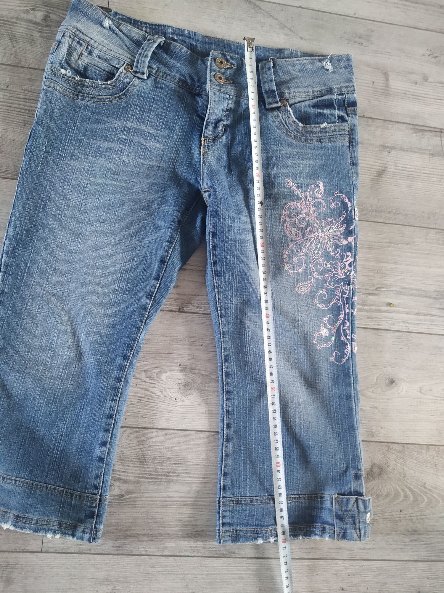 Spodnie jeansowe rybaczki damskie