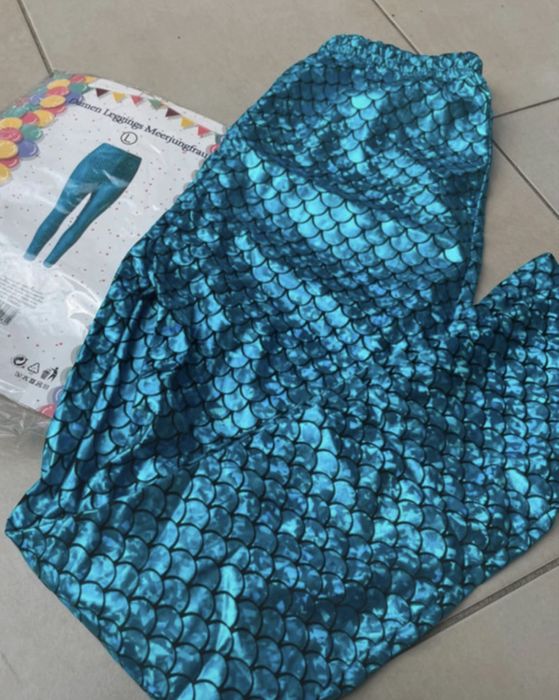 Legginsy holograficzne roz.L mermaid disco lata 80-te halloween