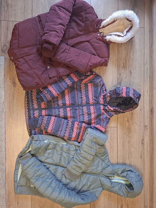 Kurtki zimowe 134/140 - 3 szt. dla dziewczynki