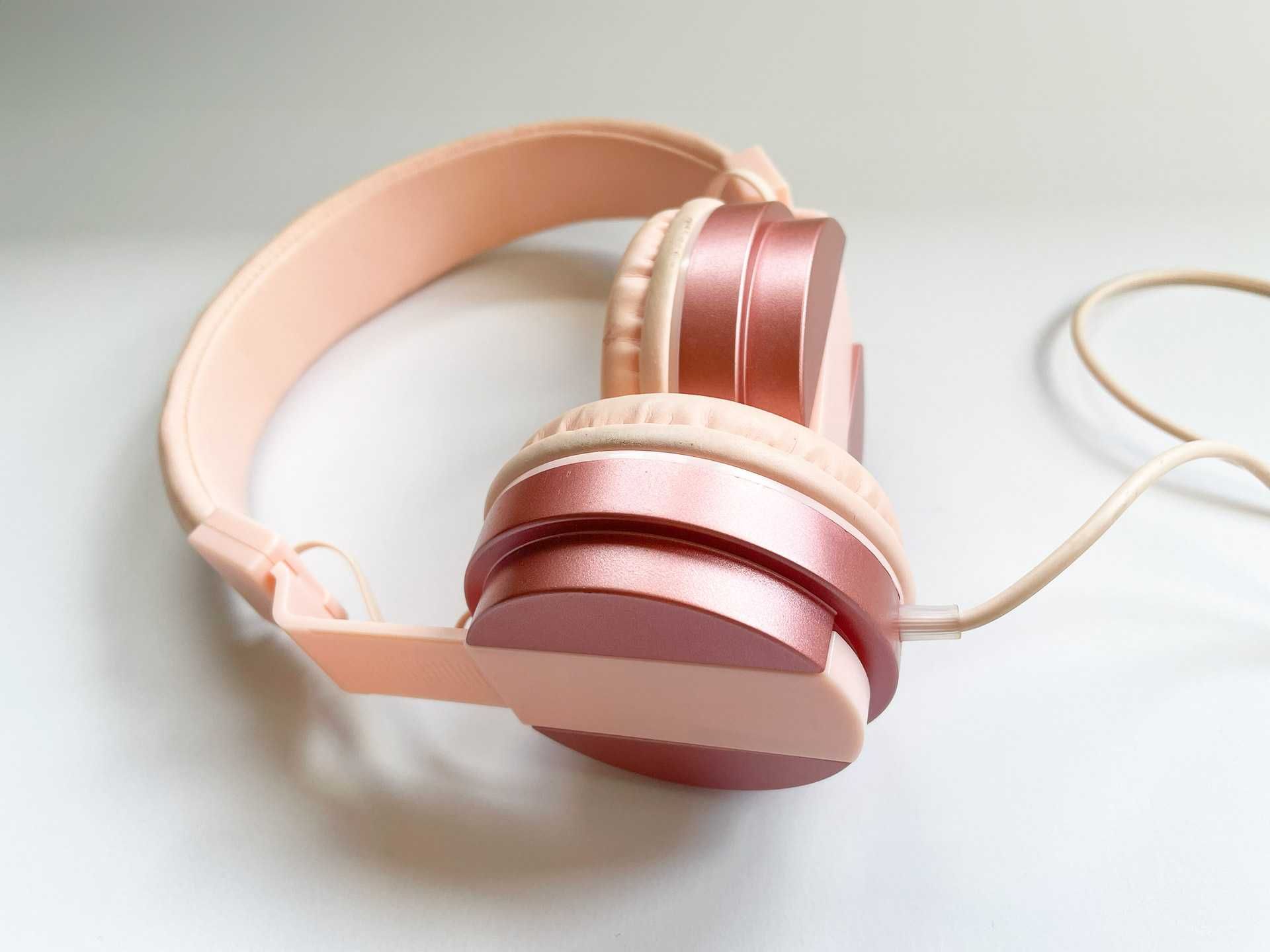 Słuchawki kabel mini jack 3,5 Sinsay Rosegold Różowe