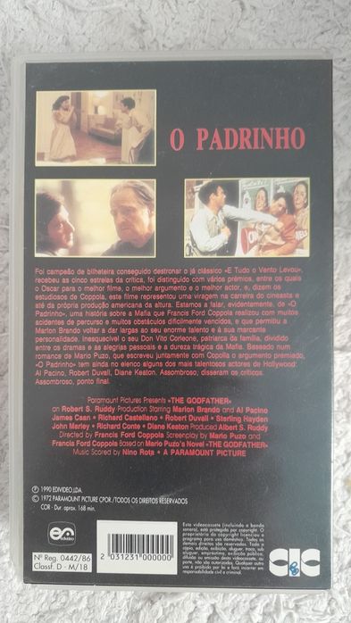 Cassete VHS -  O Padrinho  Marlon Brando e  AlPacino 1972