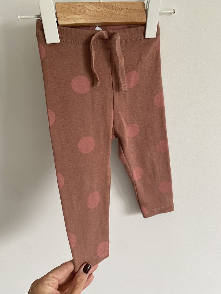 Legginsy zara 74 brązowe w grochy różowe