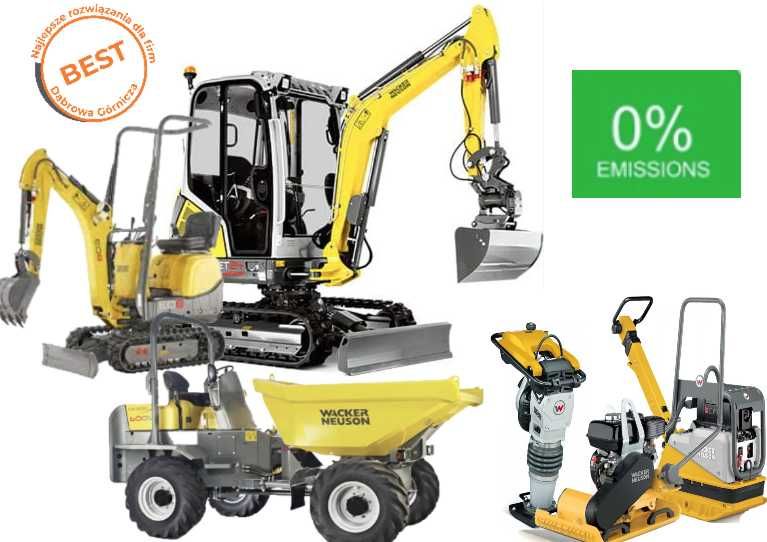 Wynajem minikoparki 1 tona 1.8 t, 2.5 t, 3.5 tony z młotem i wiertnicą