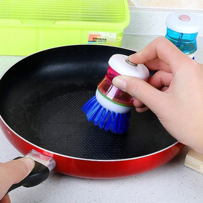 Szczotka Myjka z Dozownikiem DO NACZYŃ Z płynem Pojemnikiem