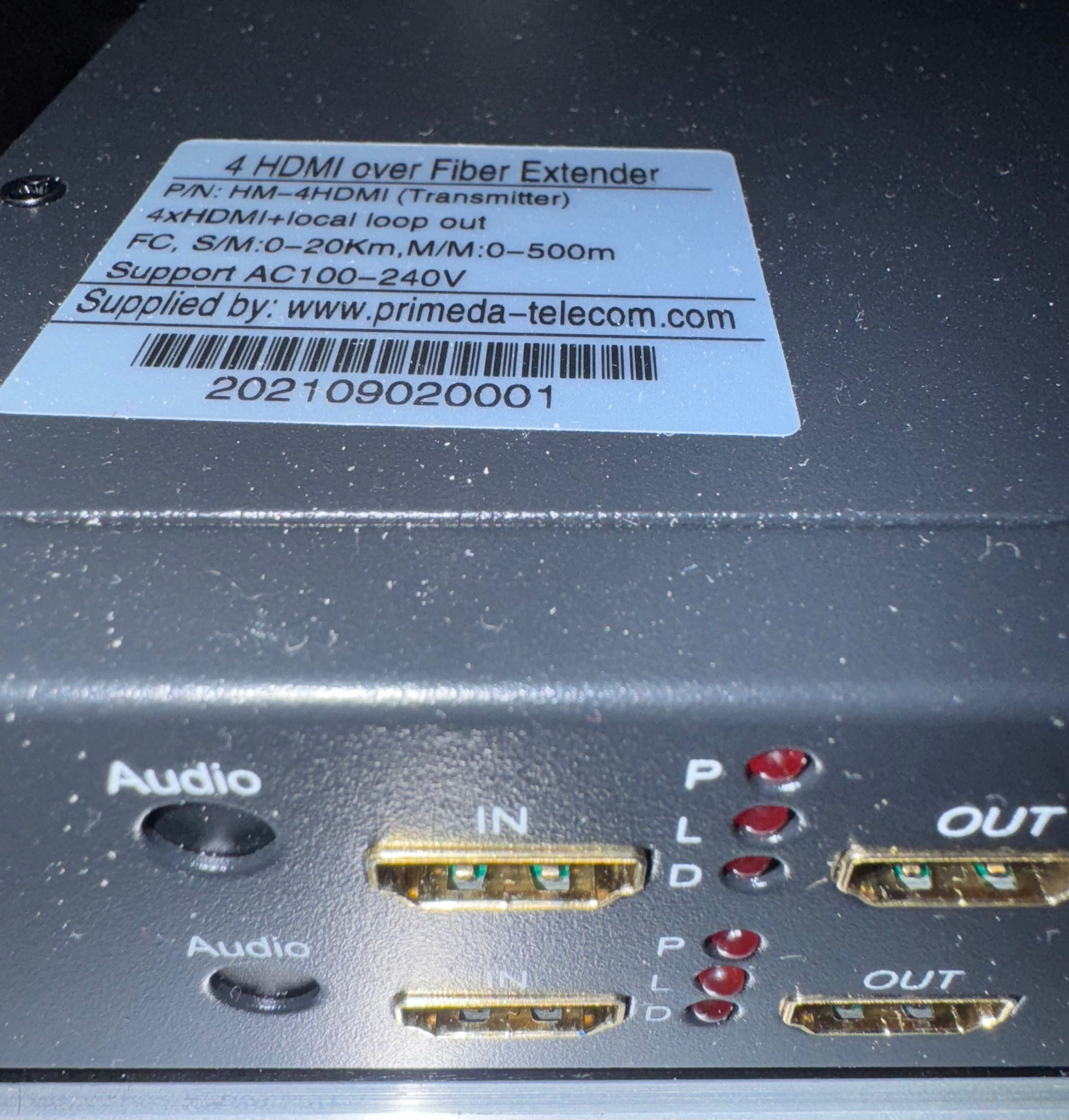 Video Extender 4 x HDMI over Fiber