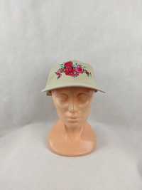 NOWA Damska czapka z daszkiem w kwiaty beżowa