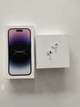 iPhone 14 pro purple plus airpods pro