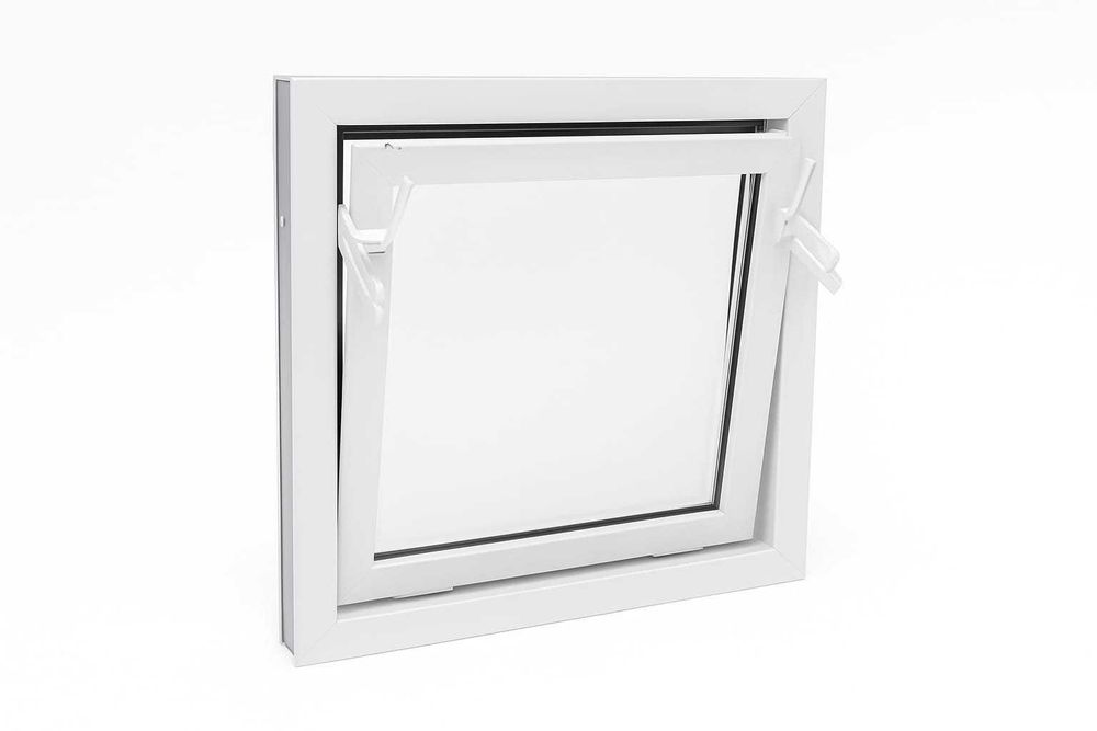 Okno 105 X 90 od ręki białe plastikowe PCV gospodarcze uchylne