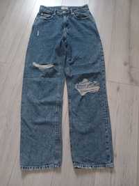 Jeansy spodnie jeansowe szerokie nogawki rozdarcia Tally Weijl S 36 8
