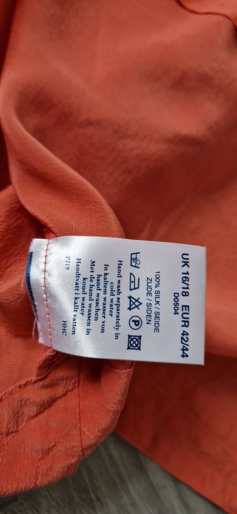Łososiowa koszula jedwabna silk 42