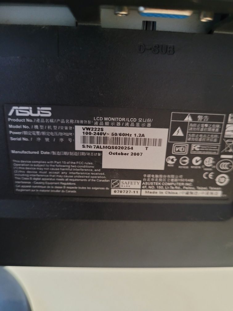 Monitor LCD ASUS 22"