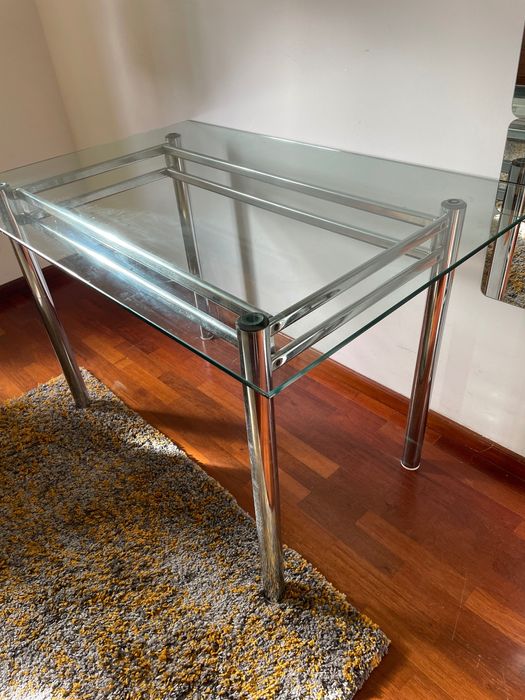 Mesa de vidro 1,20x80 cm pernas inox