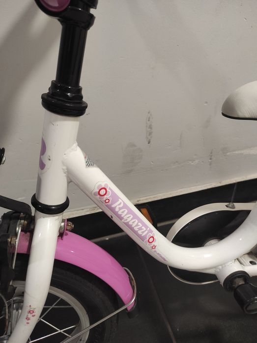 Rowerek Ragazzi pierwszy rowerek biały różowy dla dziewczynki