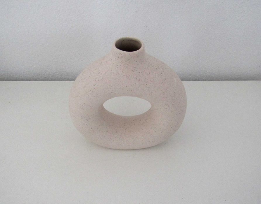 Vaso de cerâmica - 18 cm, cor bege