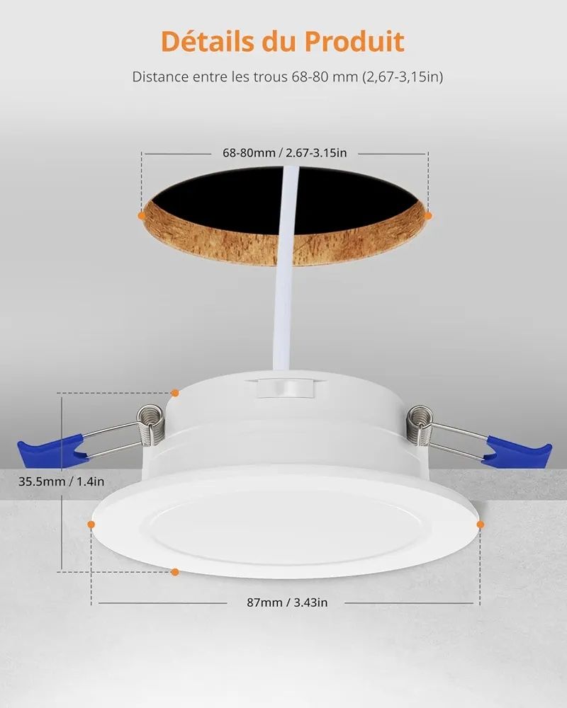 Ściemnialny Wpuszczane reflektor LED łazienkowy ultraslim 10 sztuk