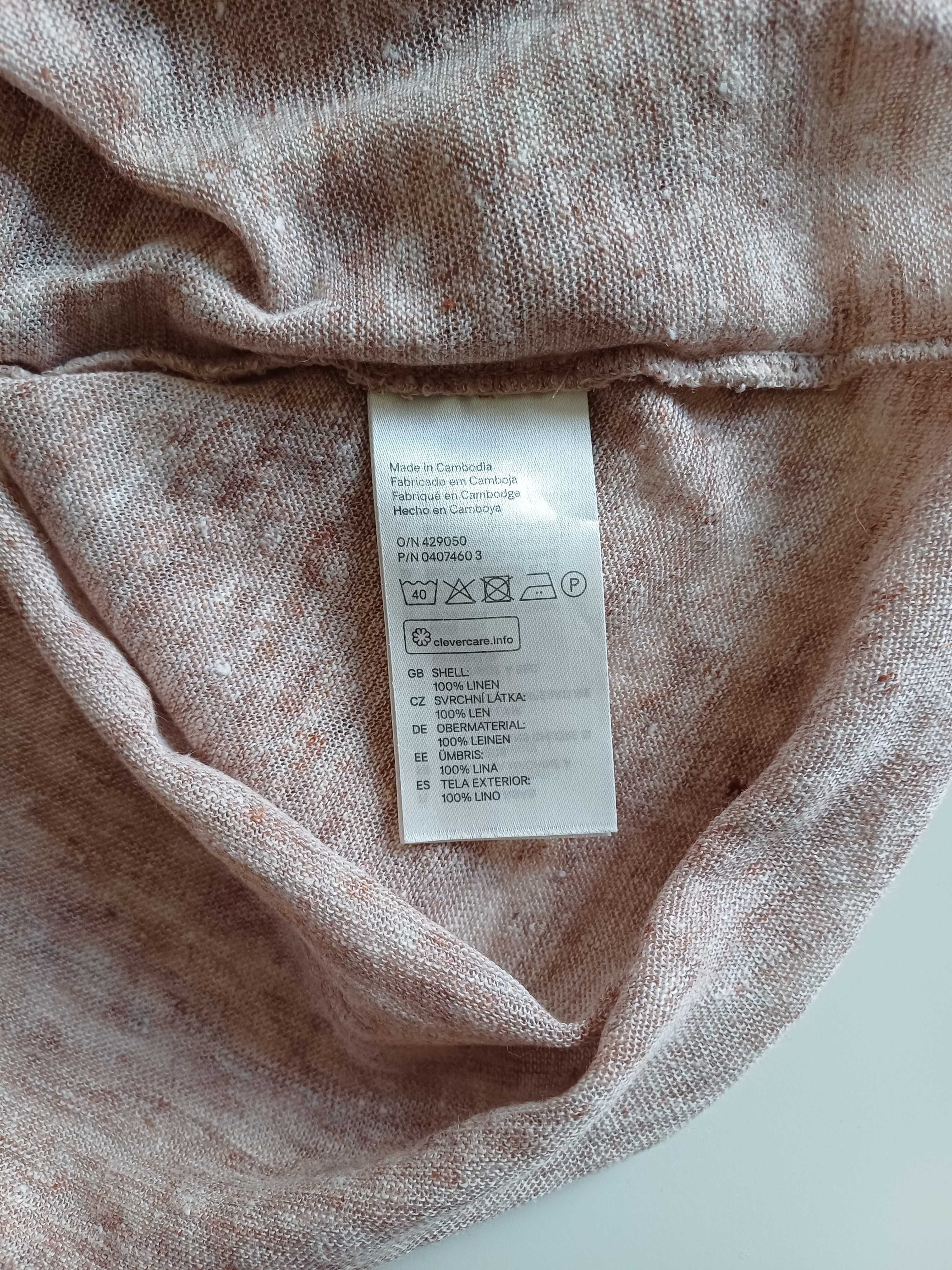 Lniany basicowy top/koszulka na ramiączka H&M rozm. M