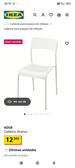 Cadeiras IKEA 2 unidades - modelo Adde