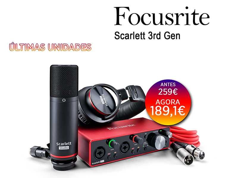 FOCUSRITE SCARLETT 2i2 STUDIO 3RD GEN - NOVO 3 anos Garantia