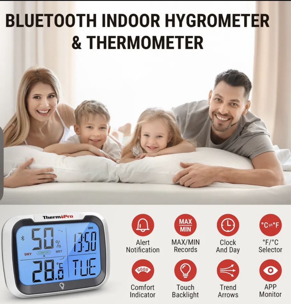 Термометр, гігрометр, годинник, календар ThermoPro TP393