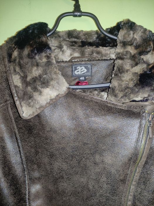 Kurtka damska skórzana z kożuchem