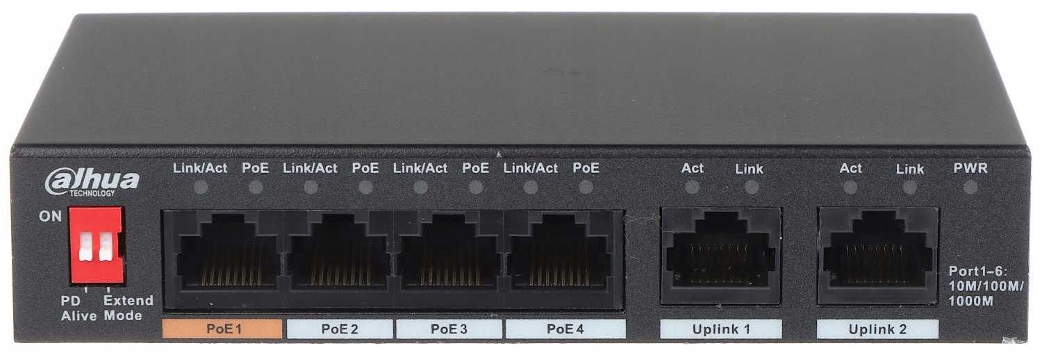 Dahua PFS3006-4GT-60-V2 6 portów Gigabitowy Switch do monitoringu