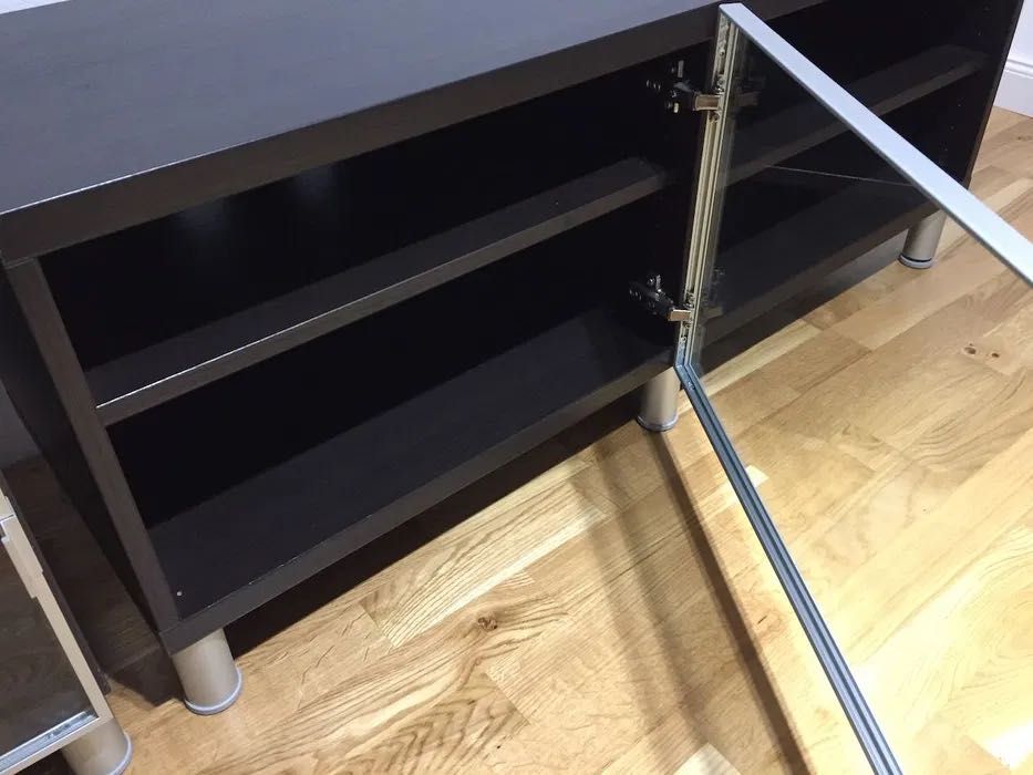 Szafka TV 1 szt. czarna drzwiczki szkło komoda 240cm 120cm szafki RTV