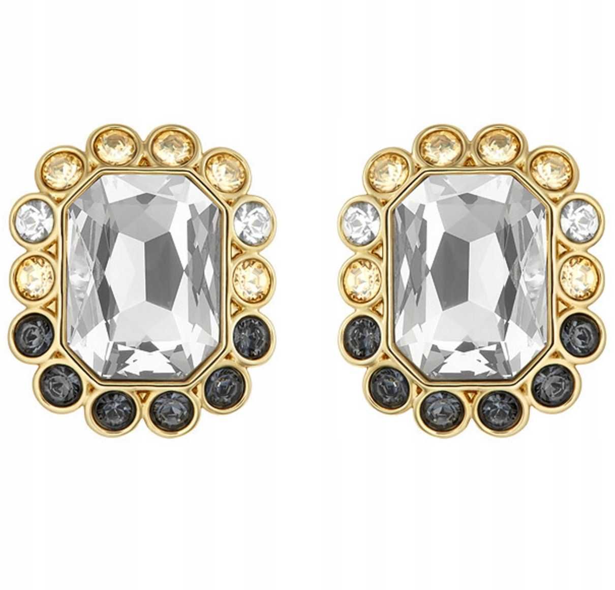 -50% Swarovski Oryginalna Kolia Złota Kolczyki sztyft Naszyjnik Czarna
