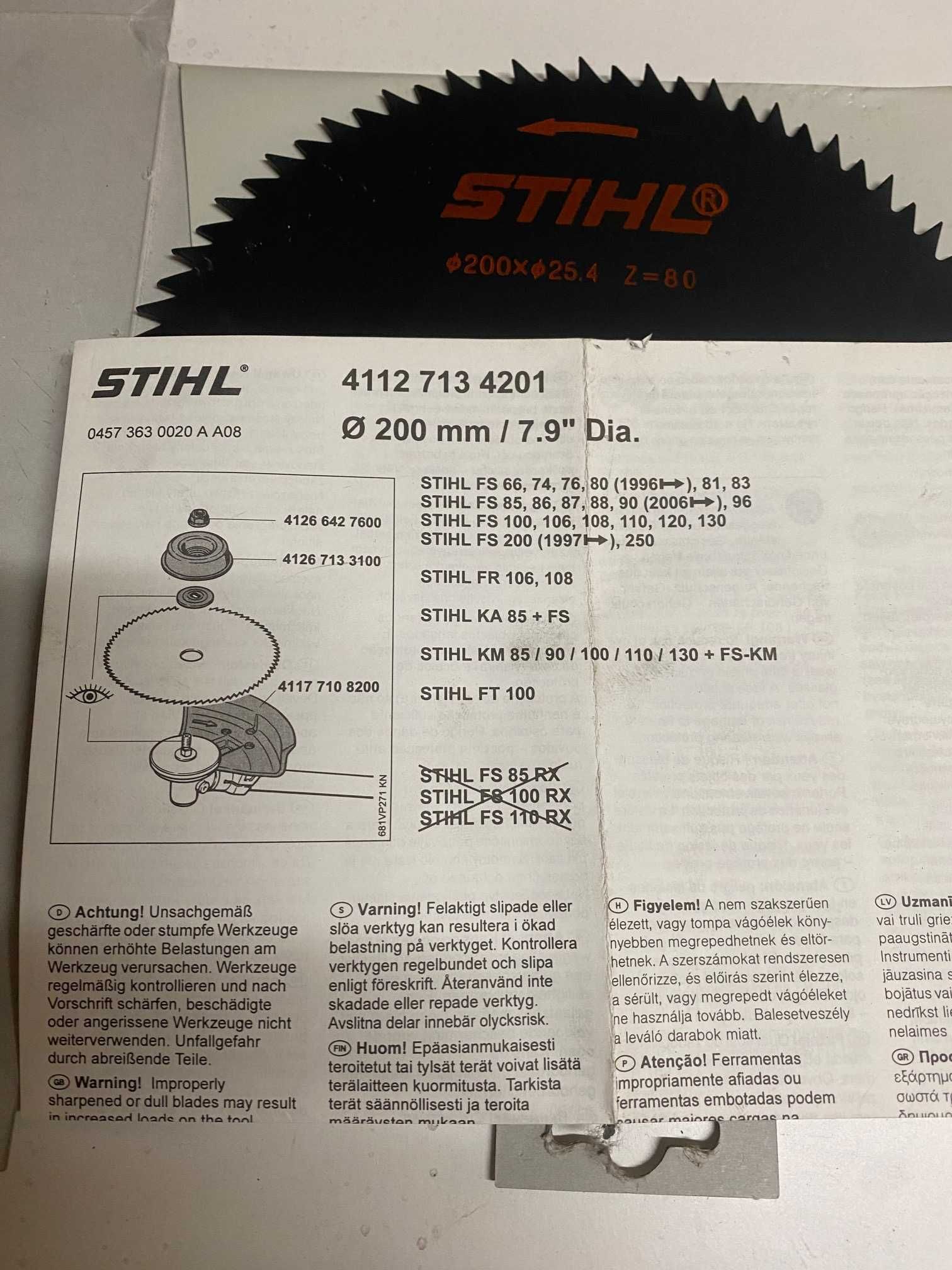 Piła tarczowa do kos STIHL ząb spiczasty 200x25.4mm