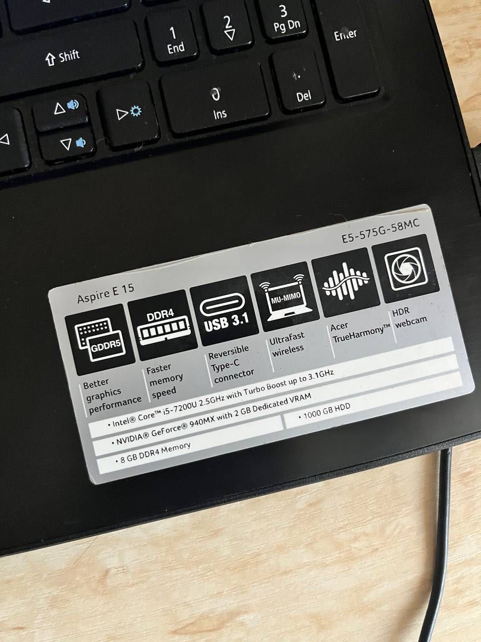 Acer Aspire E 15 E5-575G-58MC
