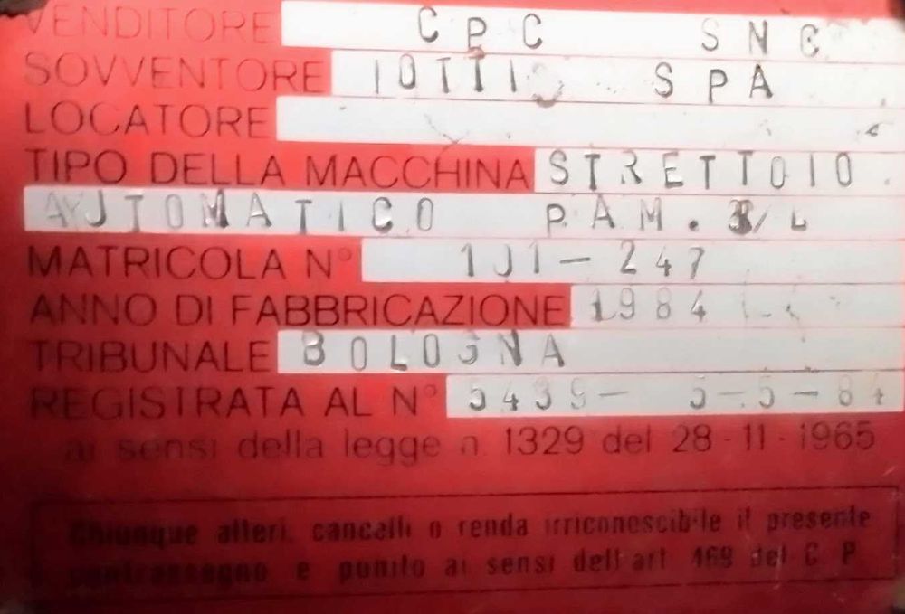 Prensa CPC mobiliário automática-2.07mt x 0.70mt