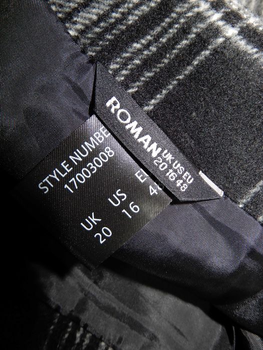 Spódnica midi czarna biała krata ciepła z domieszką wełny Roman 48 50