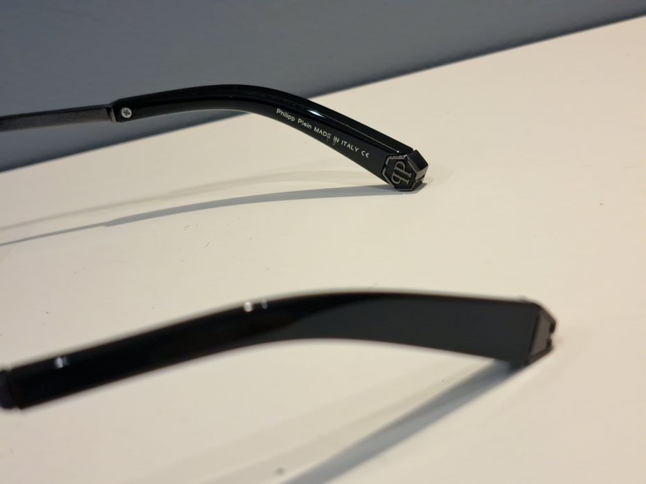 PHILIPP PLEIN czarne nowe męskie okulary przeciwsłoneczne logo grafit