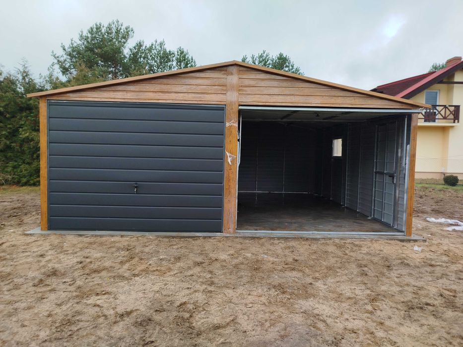 Ładny Garaż Blaszany Dwuspadowy - TANIE - Garaże Blaszane - Maj-Blach