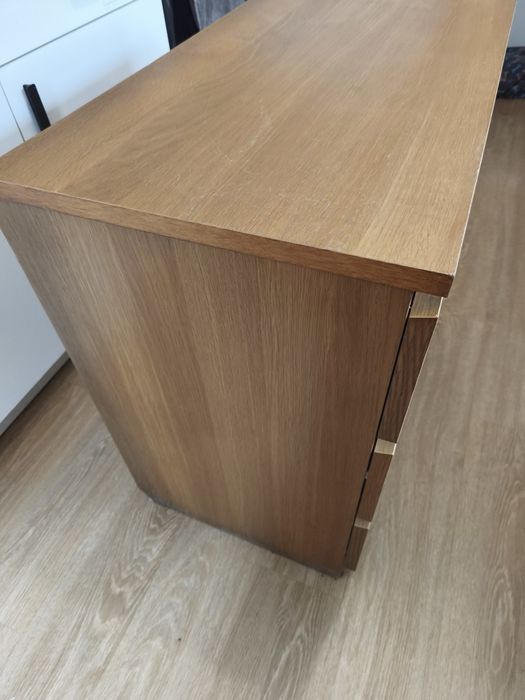 MALM Cómoda c/3 gavetas, chapa de carvalho