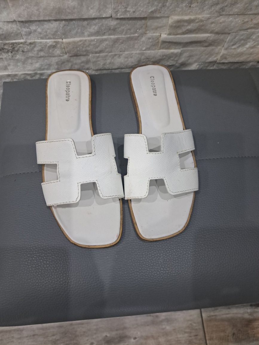 Hermes 40 klapki  skóra
