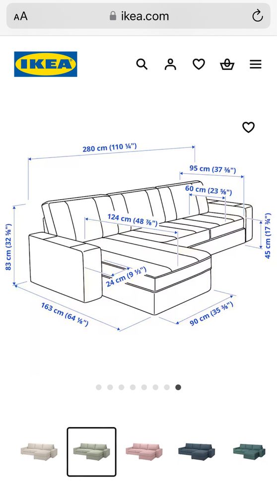 KIVIK Sofa 3-osobowa z szezlongiem
