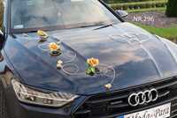 Piękne ZŁOTE róże dekoracja na auto samochód do ślubu Nr 296