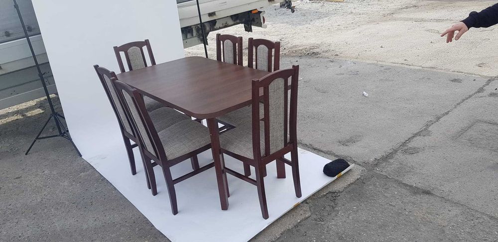 Nowe : STÓŁ + 6 KRZESEŁ, Orzech + cappuccino , dostawa cała POLSKA