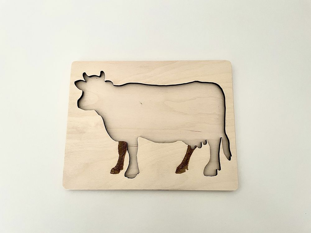 Układanka-puzzle budowa krowy Montessori