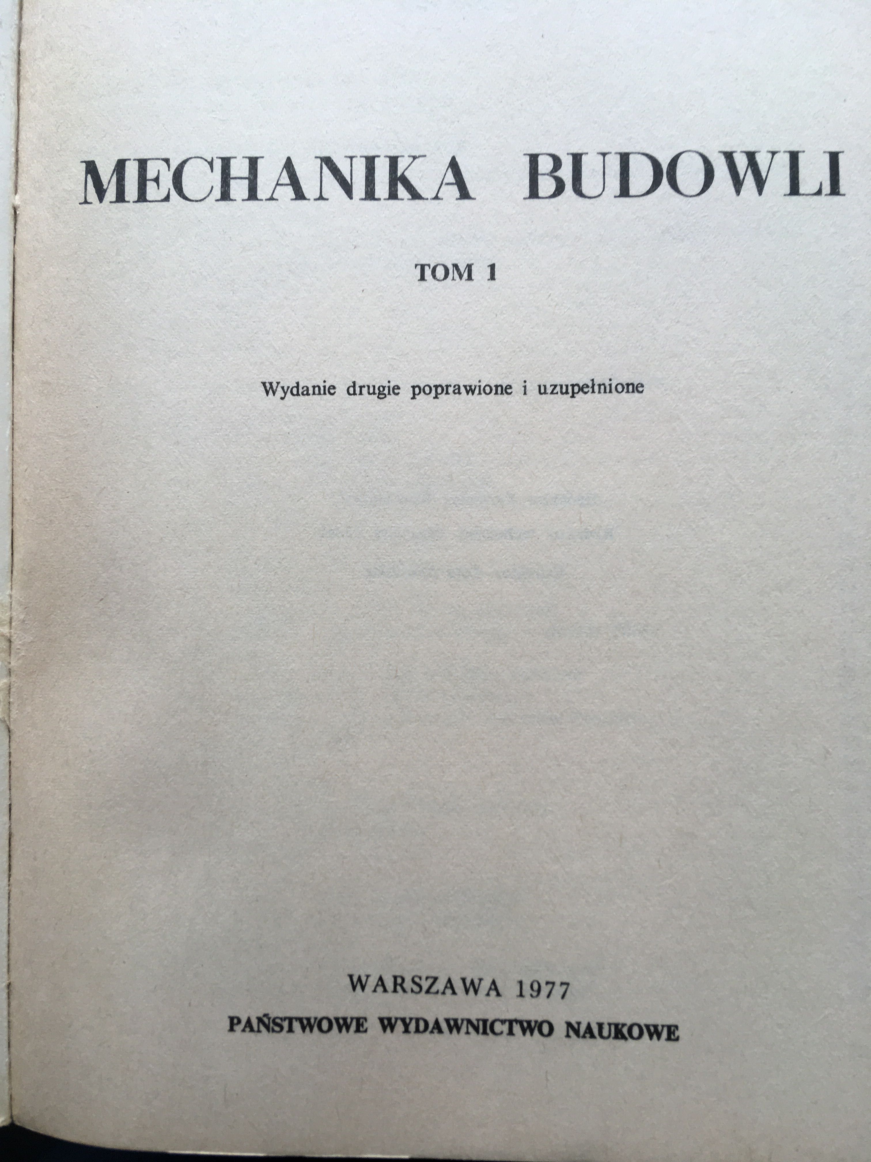 Książka mechanika budowliTom pierwszy