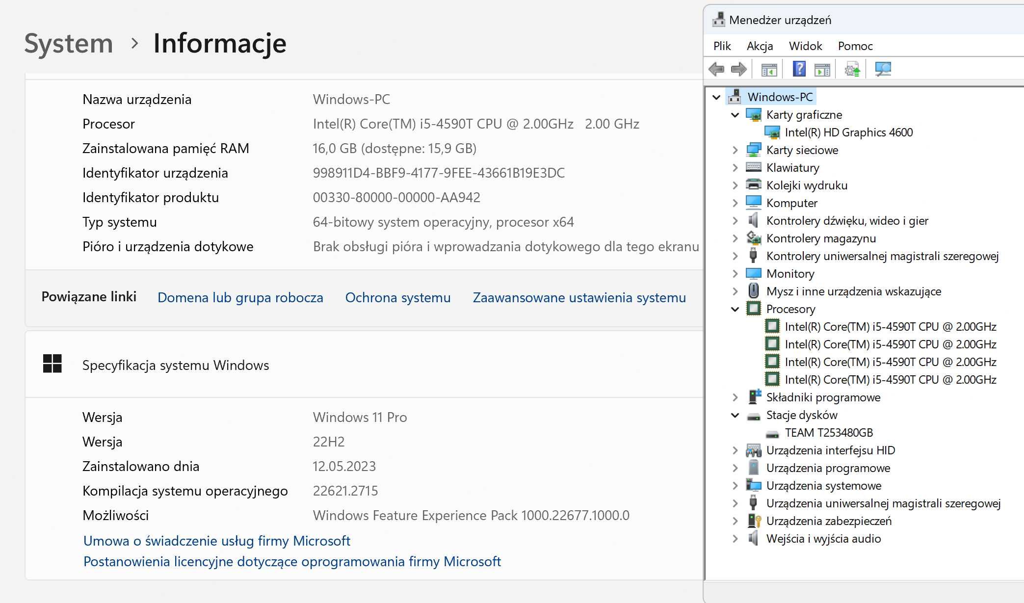 mini pc fujitsu i5 4590T/16Gb ram/480GB Dysk